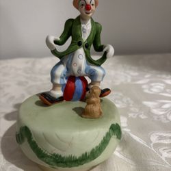vintage porcelain clown music box