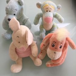 Rare vintage Disney Winnie the Pooh lot of 4 stuffed animals