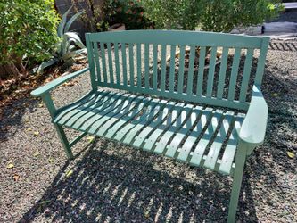 Green wood bench