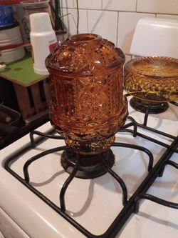 Amber Glass Fairy Lamp Candle Holder