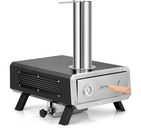 Outdoor Pizza Oven Portable Wood Pellet Pizza Stove with 12 in. Round Rotatable Pizza Stone