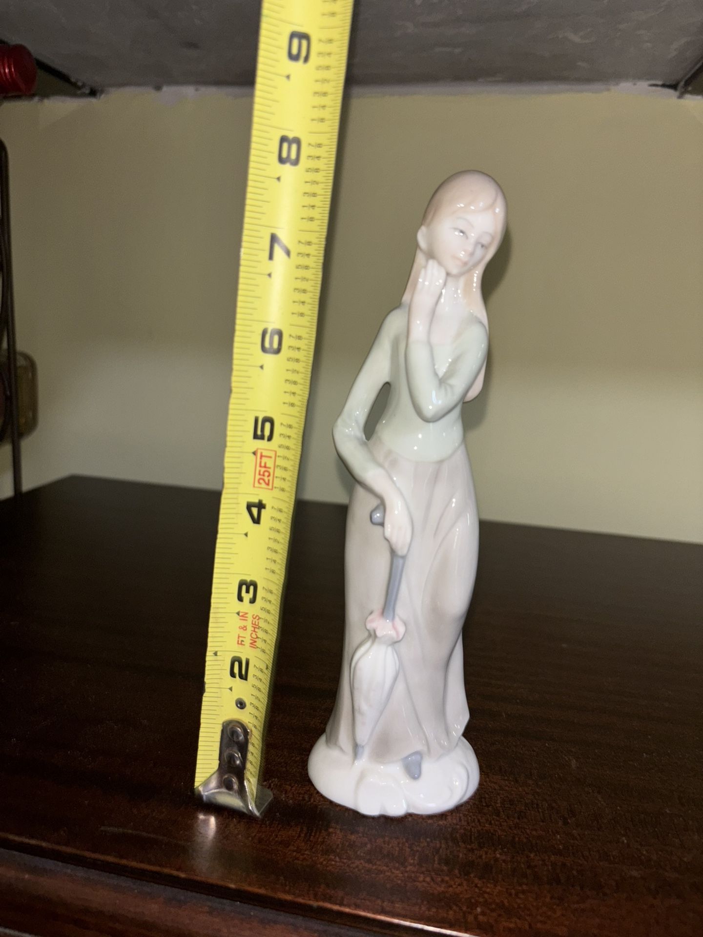 Lovely Woman with Umbrella Vintage Fine China Figurine