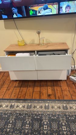 Ikea White and Wood Top 4-Drawer Dresser