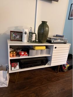 Wayfair TV Stand with Vinyl Storage