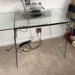 Glass Computer Table and Matching Side Table