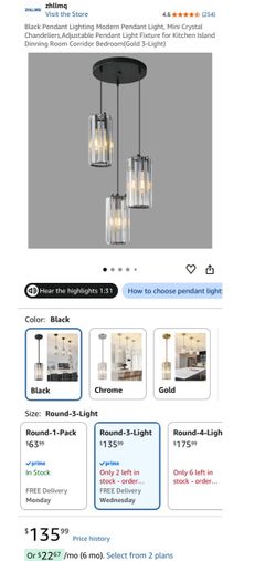 Black pendant lighting