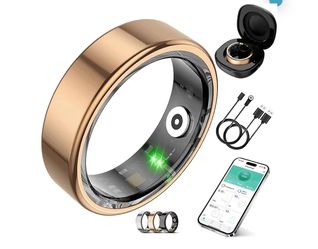 Smart Ring for Women Men, Blood Oxygen, Step Counting for iOS and Android,Waterproof(Gold, 11)