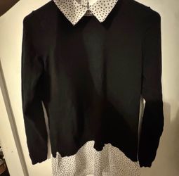 Adrianna’s Papell Black Polka Dot Layered Top S