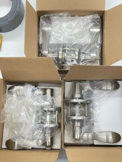 Satin Nickel Door Lever Handles – Lot of 3