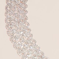 Princess-Cut Crystals w/Pave Grosgrain Dress Sash (David’s Bridal)