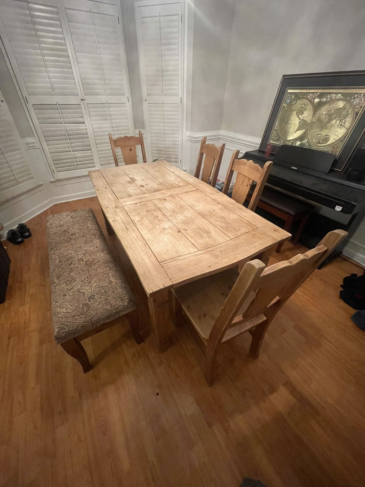 Dining Table Seats 4 Chairs & Bench $200 OBO 