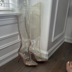 Over The Knee Clear Boots Size 8 $150