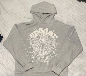 Sp5der Gray Hoodie Spider Web Graphic
