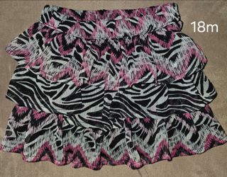 Skirt Cute Pink Black White Zebra Print Tiered Skirt 18m