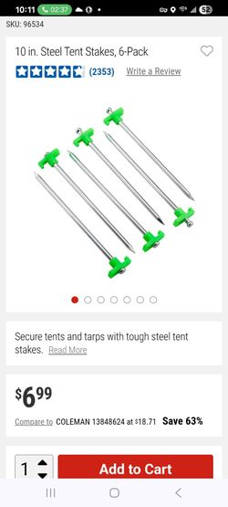 10in camping stakes