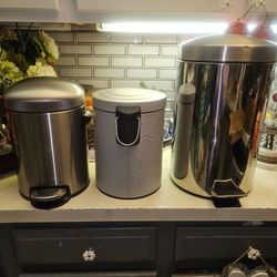 3 SMALL  SIZE TRASH CANS $5 AND $10