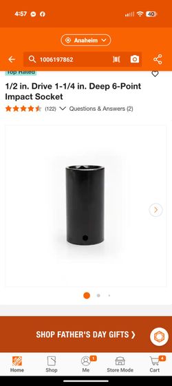 1/2 in. Drive 1-1/4 in. Deep 6-Point Impact Socket