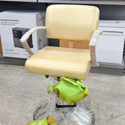 Salon Styling Chair w/ Hydraulic Lift – Modern Cream Chair /Light Gold color