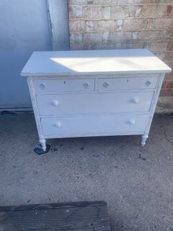 Antique white shabby chic dresser chest of drawers 22 by 45 by 34