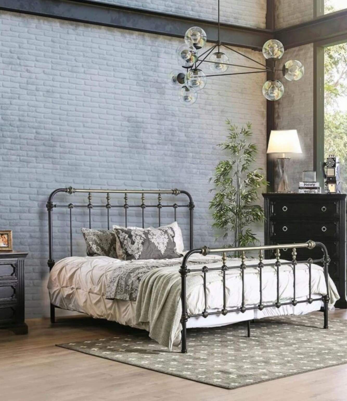 VINTAGE ROMANCE INSPO ANTIQUE BLACK FULL SIZE FRAME CAMA MATRIMONIAL