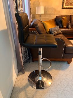 Black Tufted Adjustable Swivel Bar Stool — $110 OBO