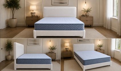Full Size Mattress with Blue Quilted Border