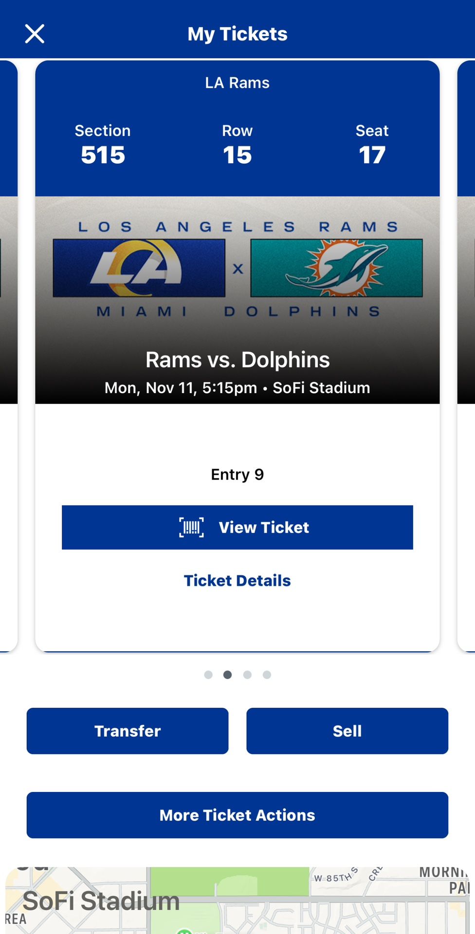 Rams Vs dolphins Tickets Sofi Sadium