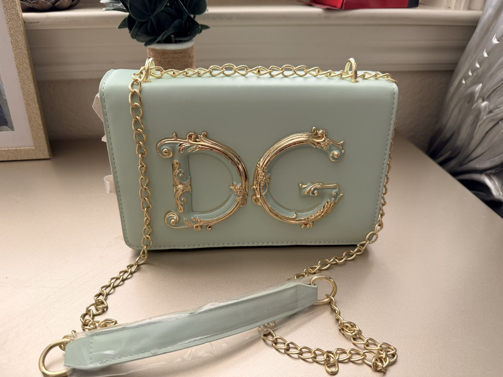 New mint green & gold crossbody bag