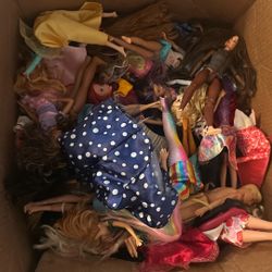 Box Of Barbies With Accessories 