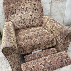 Upholstered  Comfy Fabric Chair Recliner in attractive Paisley Design- works great- priced to sell fast