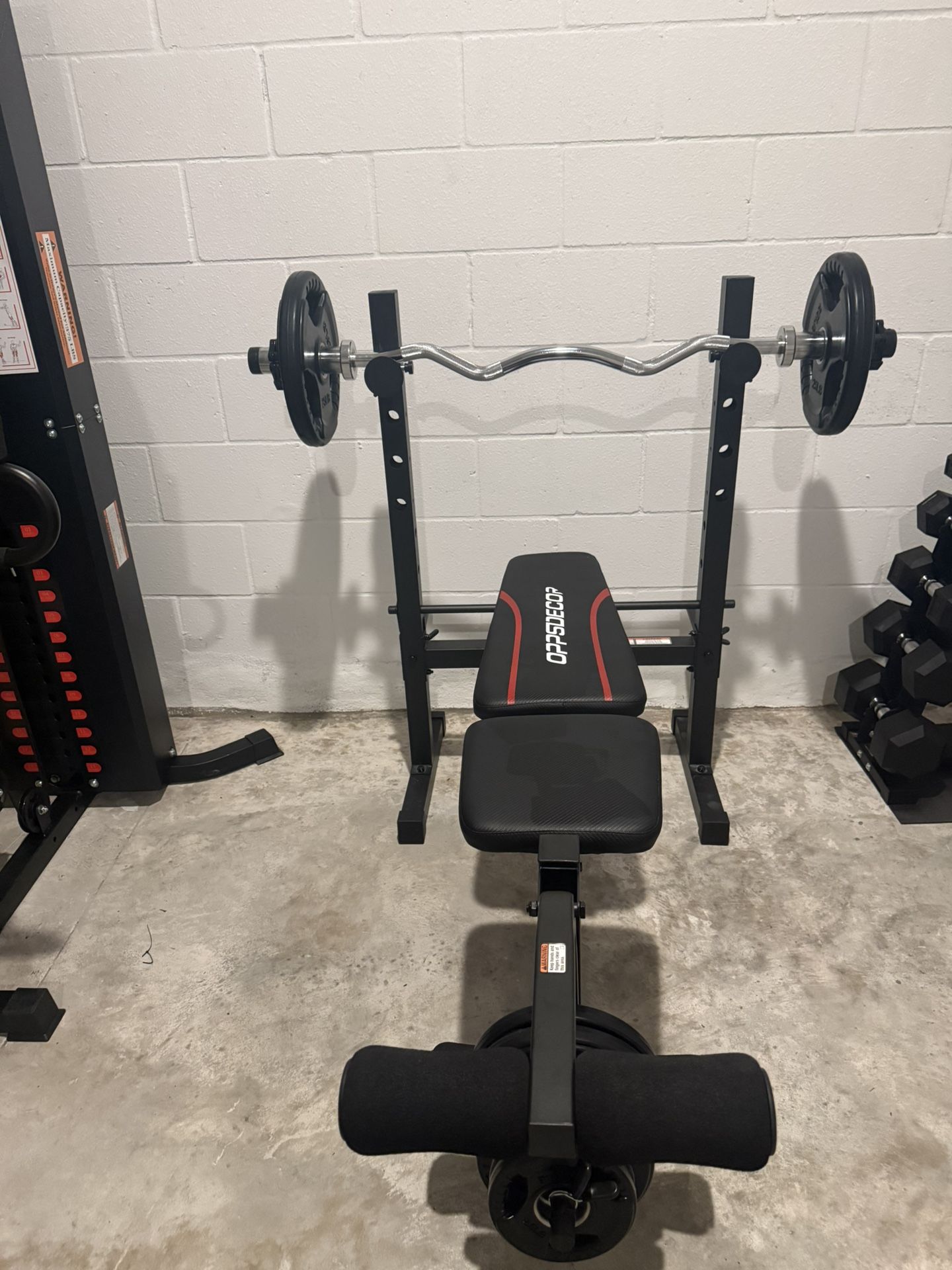 Weight Bench Curl Bar With 85 Lb Weights