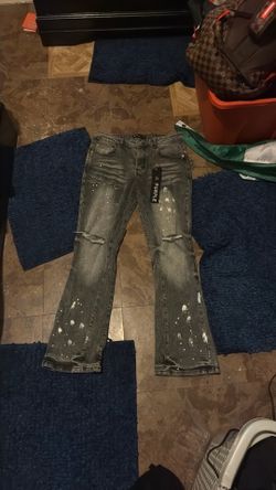 Purple jeans flared bottoms