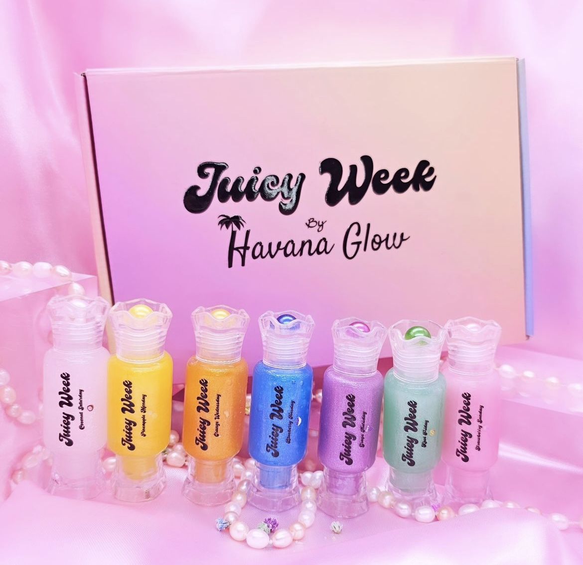 Juicy Week By Havana Glow SPECIAL EDITION 7 Different Colors Of Lip Gloss  7 Different Delicious Flavors 