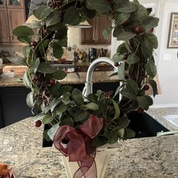 Topiary In Distressed White Pot