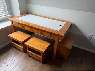 Children’s wooden play table and 3 stools