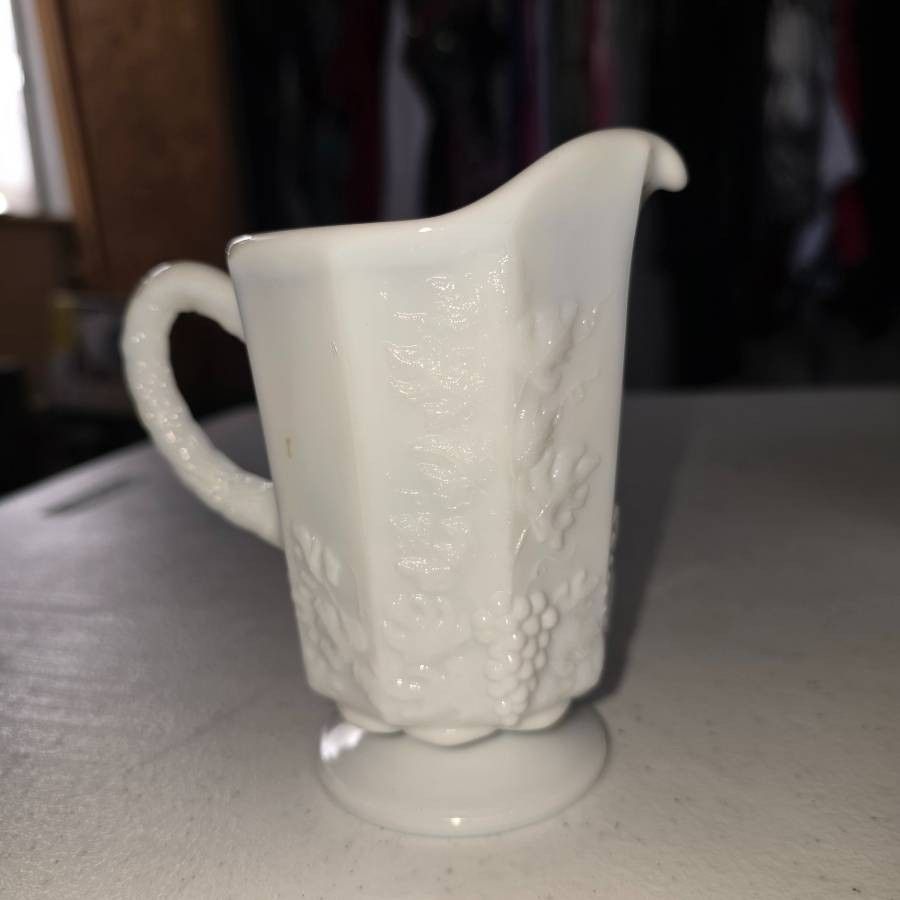 Vintage Grapes Milk Glass 8" pitcher by Westmoreland