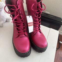 Hot Pink 7.5M Combat Boots