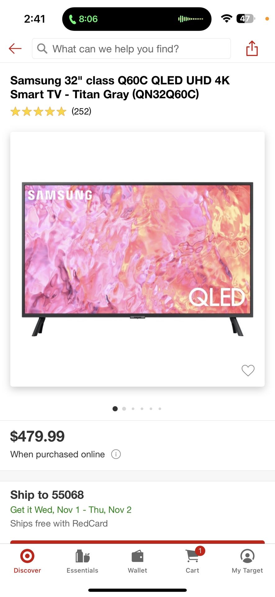 Samsung 32” QLED 4K Smart TV Like New