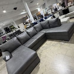 Black Faux Leather 2pc Sectional