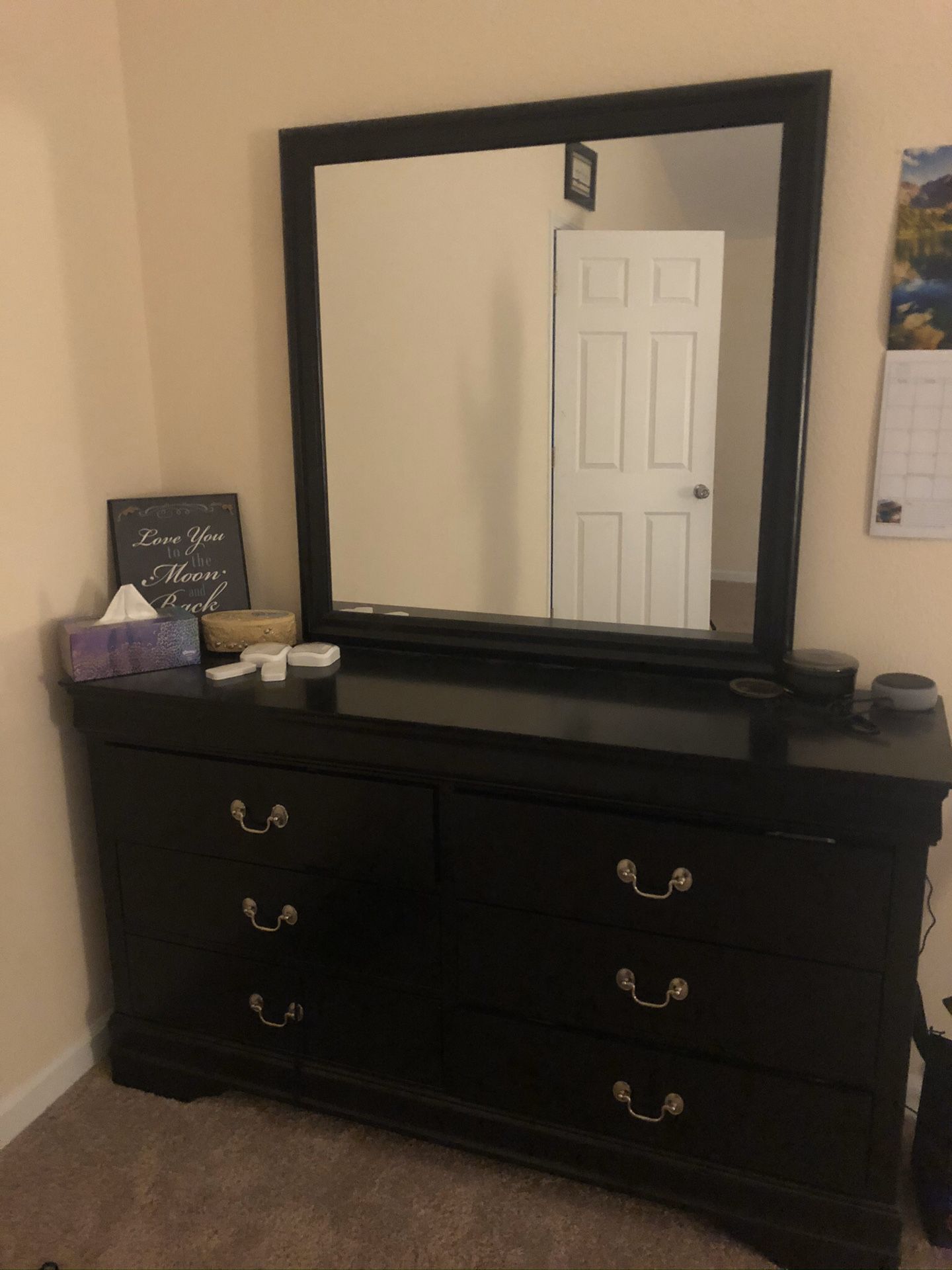 6 drawer mirrored dresser