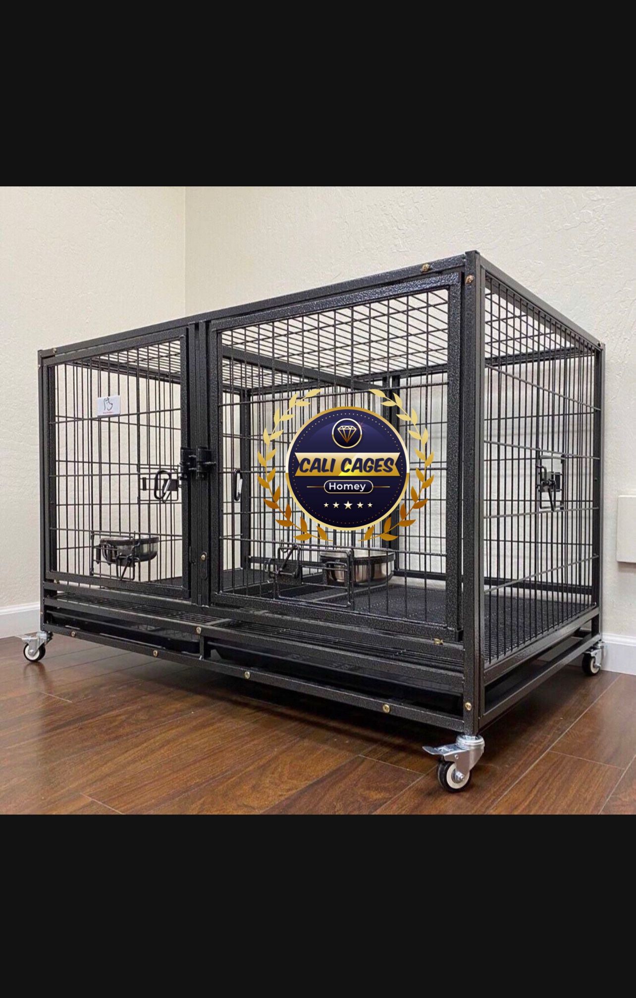 Dog Cage Kennel Size 43@ With Divider And Feeding Bowls New In box 📦