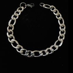 8.75" x 12.5mm Heavy 14k White Gold Filled over Stainless Steel Figaro Bracelet