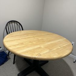 Butcher Block Table (Round) & 4 Chairs