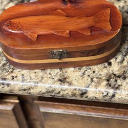Vintage Handmade Wooden Fly Box 