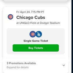Dodgers vs. Cubs tickets 4/25