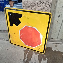 Vintage Retired Stop Sign Ahead Traffic Road Street Sign