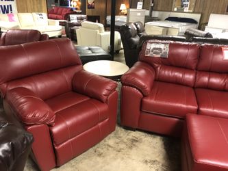 3 pics. $888.95. Sofa , love seat. Ottoman available colors red, black, brown