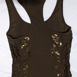 BLACK DAMASK SIDE CUTOUT LACE SO CAL NO FEAR JUNIORS RAZORBACK TANK TOP SHIRT SIZE MEDIUM M WOMEN'S JUNIORS