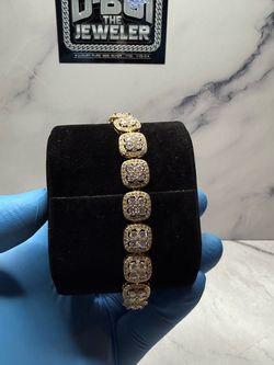 14k Gold Vermeil Cluster Tennis Bracelet