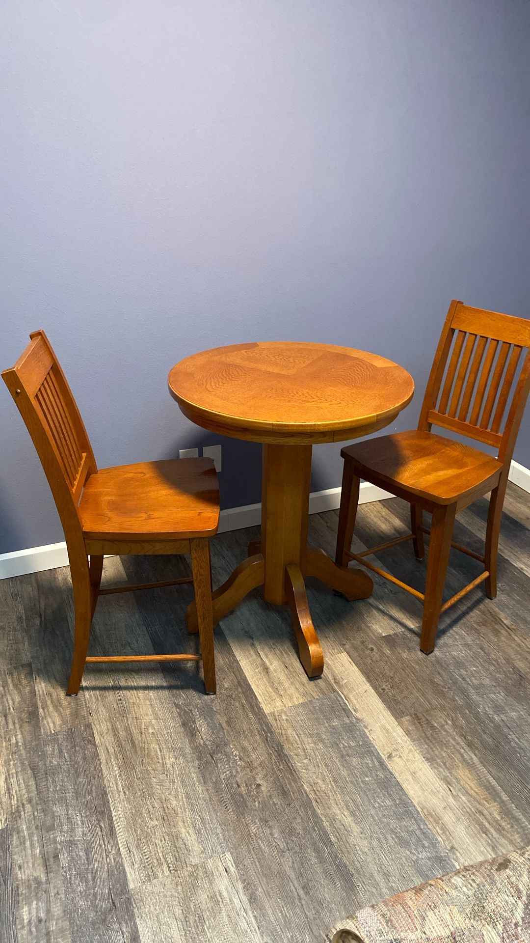 Solid Oak Bistro Table Set with Chairs